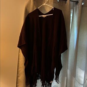 LOFT Dark Purple Fringe Poncho